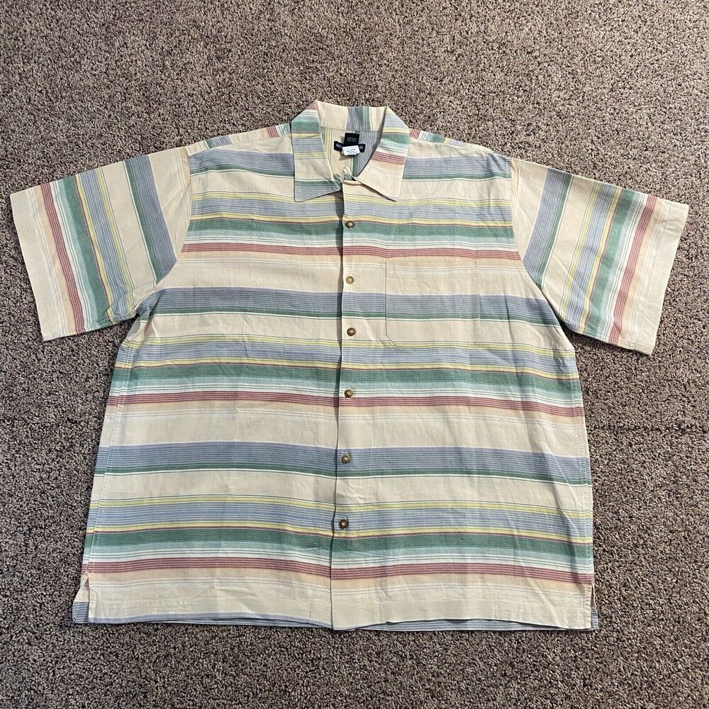 The J. Peterman Company Pastel Striped Button Up Casual Shirt Large Mens 0001